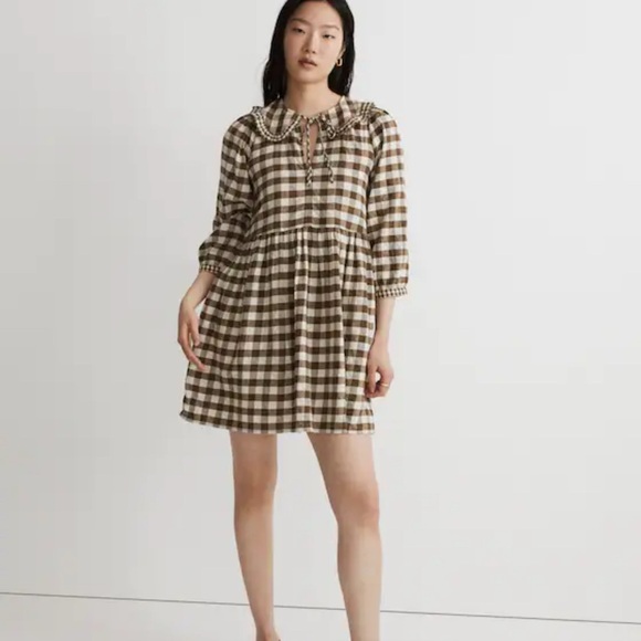 Madewell gingham collared puff sleeve mini dress - Picture 6 of 7